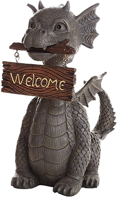 Playful Dragon Inviting Guests to the Garden